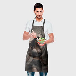 Фартук кулинарный Девушка в черном белье, цвет: 3D-принт — фото 2