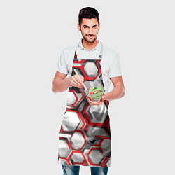 Фартук кулинарный Кибер Hexagon Красный, цвет: 3D-принт — фото 2