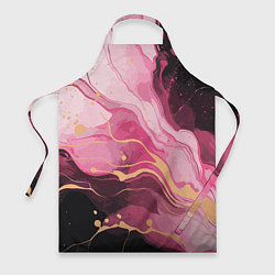 Фартук кулинарный Абстрактный черно-розовый мраморный узор, цвет: 3D-принт