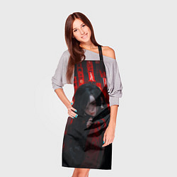 Фартук кулинарный Девушка из аниме и красные печати, цвет: 3D-принт — фото 2