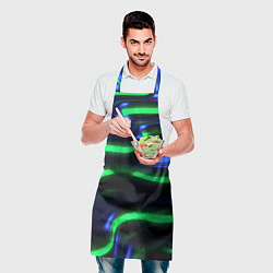 Фартук кулинарный Green blue lines, цвет: 3D-принт — фото 2