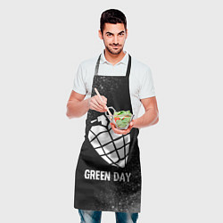 Фартук кулинарный Green Day glitch на темном фоне, цвет: 3D-принт — фото 2
