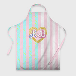 Фартук кулинарный Кен плюс Барби: сплит розовых и голубых полосок, цвет: 3D-принт