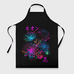 Фартук кулинарный Неоновые цветы - японский стиль, цвет: 3D-принт
