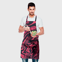 Фартук кулинарный Абстракция чёрно-розовый, цвет: 3D-принт — фото 2