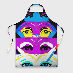 Фартук кулинарный Eyes - pop art - neural network, цвет: 3D-принт