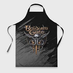 Фартук кулинарный Балудрс гейт лого - черно-белый, цвет: 3D-принт