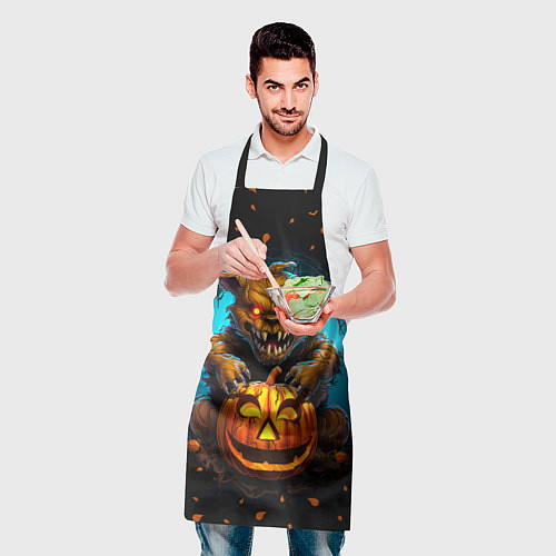 Фартук Halloween - страшный медведь с тыквой / 3D-принт – фото 2