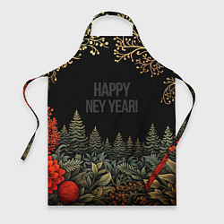Фартук кулинарный Happy new year black style, цвет: 3D-принт
