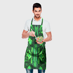 Фартук кулинарный Киберпанк неоновая броня зелёная, цвет: 3D-принт — фото 2