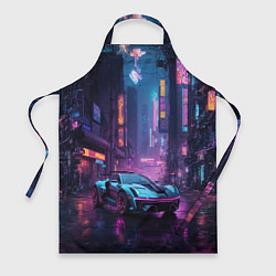Фартук кулинарный Футуристичный неоновый спорткар, цвет: 3D-принт