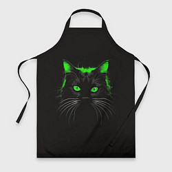 Фартук Черный кот в зеленом свечении