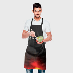 Фартук кулинарный Антон в стиле металлика - огонь и искры, цвет: 3D-принт — фото 2