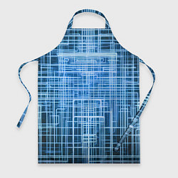 Фартук кулинарный Синие неоновые полосы киберпанк, цвет: 3D-принт