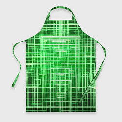 Фартук кулинарный Зелёные неоновые полосы киберпанк, цвет: 3D-принт