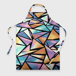 Фартук кулинарный Радужные треугольники - кристаллы голографические, цвет: 3D-принт