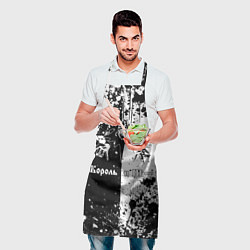 Фартук кулинарный Король и шут - черно-белая абстракция, цвет: 3D-принт — фото 2