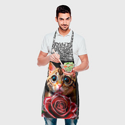 Фартук кулинарный Кот в телефоне, цвет: 3D-принт — фото 2