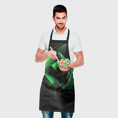 Фартук Асимметричный узор зелени / 3D-принт – фото 2