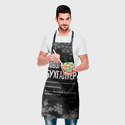 Фартук кулинарный Новогодний бухгалтер на темном фоне, цвет: 3D-принт — фото 2