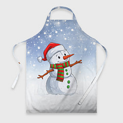 Фартук кулинарный Весёлый снеговик в колпаке, цвет: 3D-принт