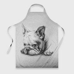 Фартук Французский бульдог чб рисунок на стене