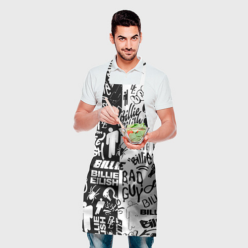 Фартук Billie Eilish чернобелые битва лого / 3D-принт – фото 2