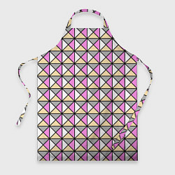 Фартук кулинарный Геометрический треугольники бело-серо-розовый, цвет: 3D-принт