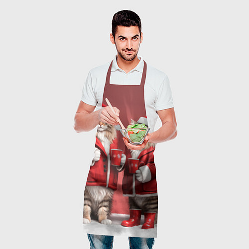 Фартук С новым котом - два кота в костюмах Санты / 3D-принт – фото 2