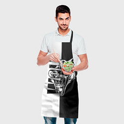 Фартук кулинарный Волк - чёрно белое, цвет: 3D-принт — фото 2