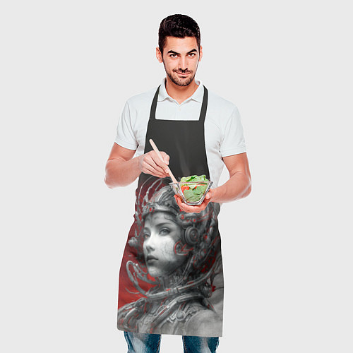 Фартук Девушка в кибернетическом шлеме / 3D-принт – фото 2