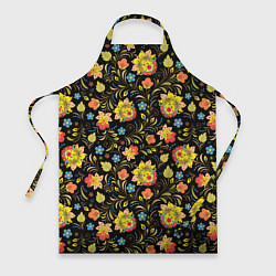 Фартук кулинарный Хохломская роспись разноцветные цветы, цвет: 3D-принт