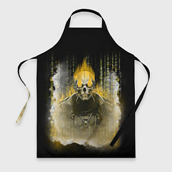 Фартук кулинарный Жёлтый скелет в дыму, цвет: 3D-принт