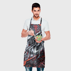 Фартук кулинарный Агрессивный металл красный, цвет: 3D-принт — фото 2
