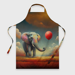 Фартук кулинарный Грустный слон и красный шарик, цвет: 3D-принт