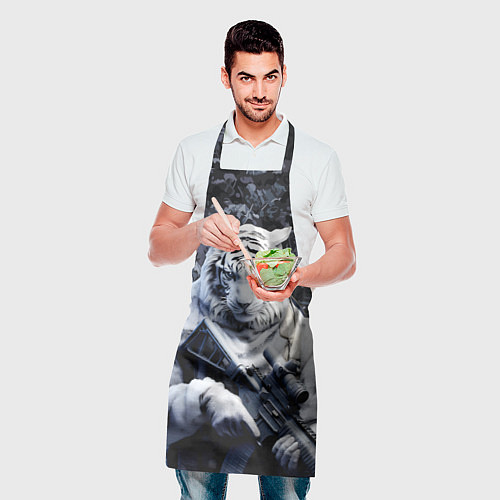 Фартук Белый тигр солдат зима / 3D-принт – фото 2