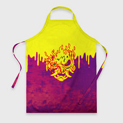 Фартук кулинарный Cyberpunk огненное лого самурая, цвет: 3D-принт