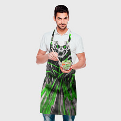 Фартук кулинарный Череп и зелёные полосы, цвет: 3D-принт — фото 2