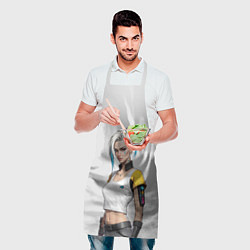 Фартук кулинарный Девушка в белом топе Cyberpunk 2077, цвет: 3D-принт — фото 2