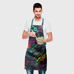 Фартук кулинарный Кислотная яркая абстракция в камуфляжном стиле, цвет: 3D-принт — фото 2