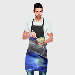 Фартук кулинарный Серебряная вставка на синей абстракции, цвет: 3D-принт — фото 2
