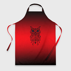 Фартук кулинарный Сова маркером на чёрно-красном, цвет: 3D-принт