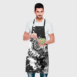 Фартук кулинарный Manchester City краски чёрно белые, цвет: 3D-принт — фото 2