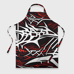 Фартук кулинарный Белые и красные агрессивные линии на чёрном фоне, цвет: 3D-принт