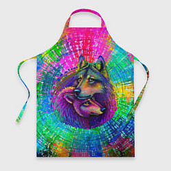 Фартук кулинарный Цветные волк с волчицей, цвет: 3D-принт