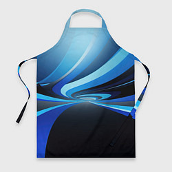 Фартук кулинарный Синие и черные волны абстракции, цвет: 3D-принт
