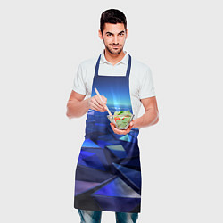 Фартук кулинарный Синие объемные блестящие плиты, цвет: 3D-принт — фото 2