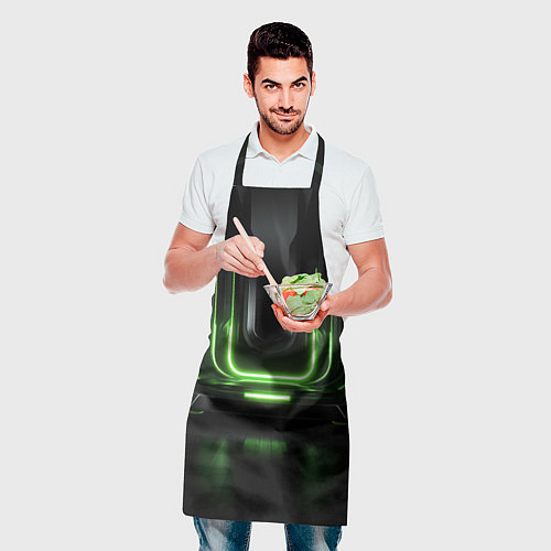 Фартук Металл и зеленый яркий свет / 3D-принт – фото 2