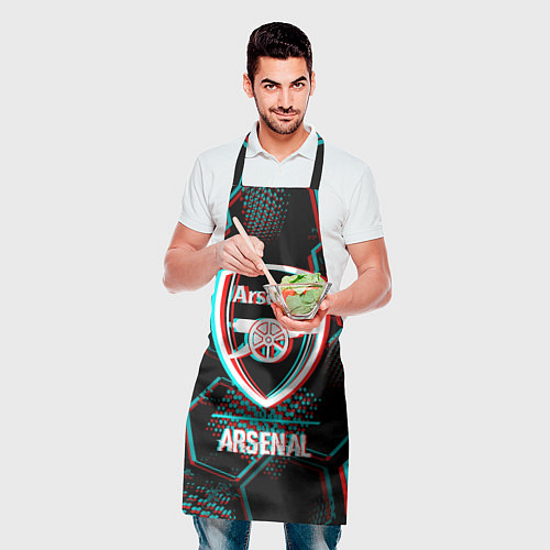 Фартук Arsenal FC в стиле glitch на темном фоне / 3D-принт – фото 2