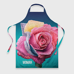 Фартук кулинарный Роза на голубом - woman, цвет: 3D-принт